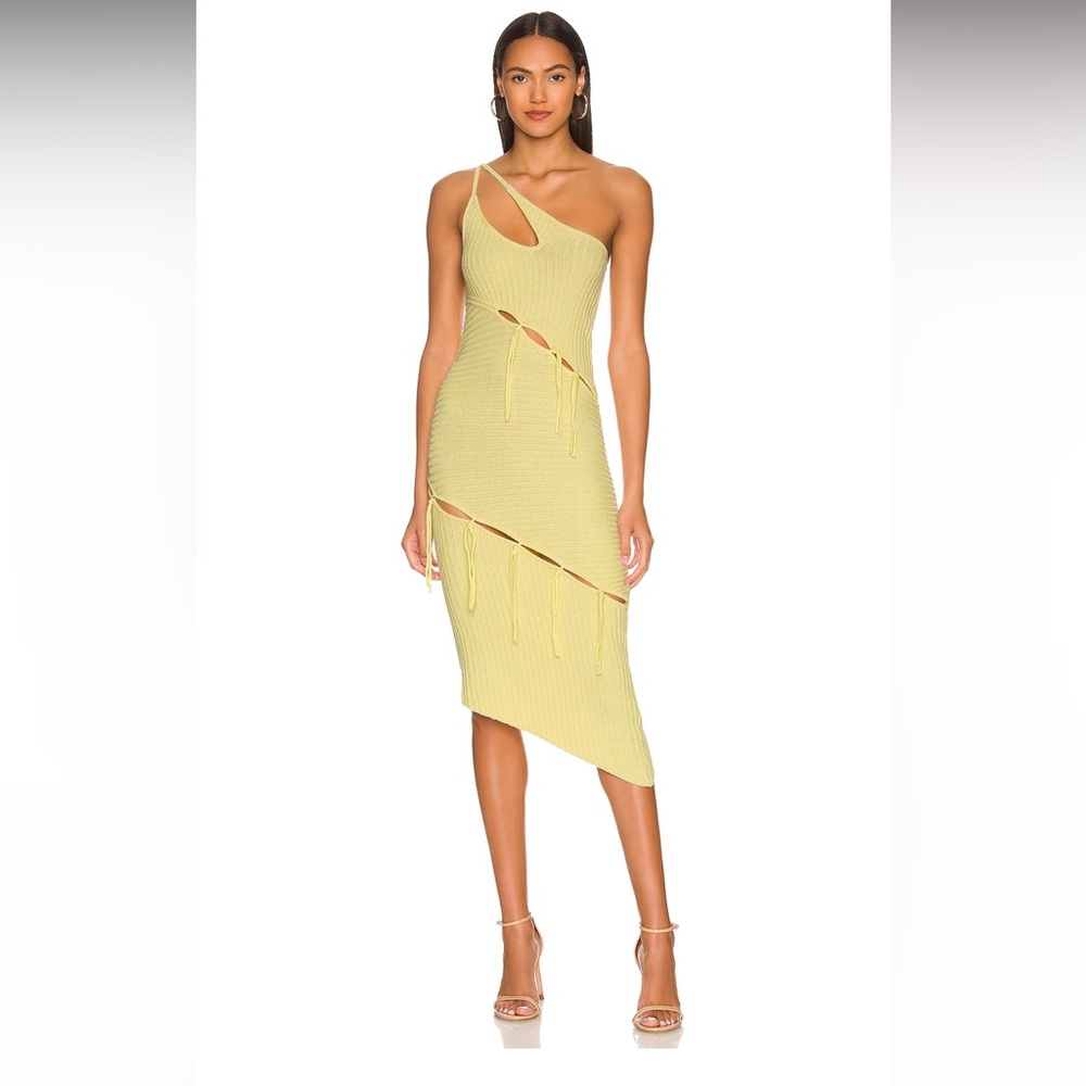 Revolve NBD yellow stitch dress XS
